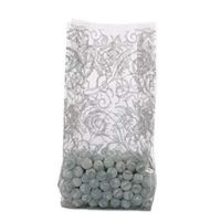10ct. Elegant Silver Laced Roses 4x2x9" Medium Cello Cellophane Treat Food Snack Bags ngKE -1550