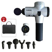 Portable Massage Gun Helps Relieve Muscle Soreness and Stiffness with Carry Case 5 Speed Levels Settings 6 Massage Heads (Silver)