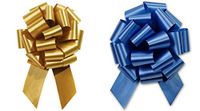 Christmas Hanukkah Gift Wrap- Royal Blue & Gold, Silver or White Satin Pull Bows Value Pack - 12 Pcs (Royal Blue & Gold)