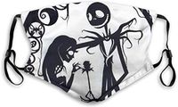 OIVU 3 Nightmare Before Christmas Jack and Sally Mouth Guard with Filter Unisex Anti-Dust Washable Reusable Mouth Guard for Kids Teens Adults,Black,Medium