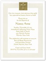 Gold Foil Cross and Pearl Border Baptism Christening Invitations - Set of 20