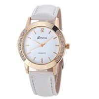 Women Watches Daoroka Women's Fashion Retro Digital Dial Leather Band Big Numbers Quartz Analog Wrist Watch (White)