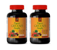 Greens Supplements Pills - Greens Complex Organic 1350 MG - Strawberry Supplement - 2 Bottles 120 Tablets