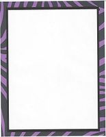 Purple Zebra Print Stationery Printer Paper 26 Sheets
