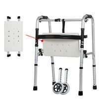 J&W Standard Walkers Folding Deluxe with Front 5" Wheels, Adjustable Height and Massage Cushion(Short, Standard, Tall People)