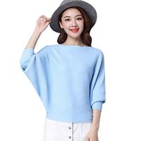 Women's Sweater Blouse,Pullover Computer Knitted Loose Solid Knitwear Casual Batwing Sleeve Warm Jumpers Tops