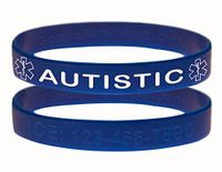 Custom Autistic ID Bracelet Wristbands - 2 Pack - Blue - 6 Inches - Toddler