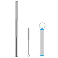 Portable Reusable Stainless Steel Telescopic Drinking Straw, Travel Straws with Brush and Carry Case