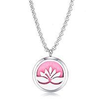 MESINYA 30mm Essential Oil Diffuser Necklace Aroma Hypo-Allergenic Magnetic Locket Pendant With 24'' Chain&Pads (Yoga Lotus)