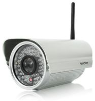 Foscam FI8905W Outdoor Wireless/Wired IP Camera with 4mm Lens (50 Viewing Angle) 100ft Nightvision - Silver