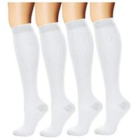 MojaSports Compression Socks - BEST Graduated Athletic & Medical Use for Men & Women, for Running, Flight, Travel, Nurses - Boost Performance, Blood Circulation & Recovery (White, Lg/XL 2Pr)