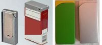 2pc Set Silver & Green Cigarette Pack Clip on Butane Refillable Lighters