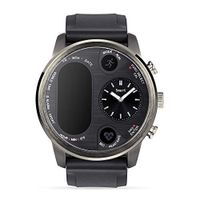 Dual time IPS Smart Watch Mens Heart Rate Monitor Blood Pressure Monitor Bluetooth 4.0 Waterproof IP68 iOS Android Sports Outdoor Watch for Men (Black)