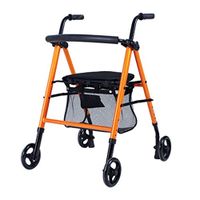 Walkers Elderly Folding Shopping Cart Four-Wheeled Trolley Shopping Cart Height Adjustable Gift (Color : Orange, Size : 7858cm)