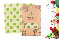 GreenBee - Reusable Beeswax Food Wrap | 4 PACK | Eco beeswax Wrap, Organic - Bees Wrap for Bread, Cheese & sandwich wrapping paper | 2S 1M 1L |