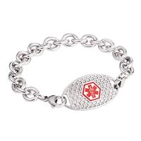 Tarring Stainless Steel Cable Chain with Full Heart Alert Plate Interchangeable Medical id Bracelet for Women and Girls(Pre-Engraving COUMADIN-7.5")
