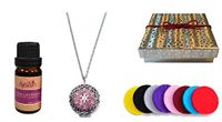 Premium AyaZen Lavender Essential Oil & Aromatherapy Necklace Diffuser. Silver Filigree Design Locket With Chain & 8 Felt Pads (Silver With Essential Oil)