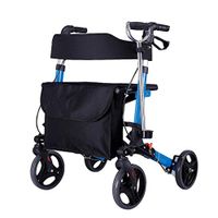 Rollator Walker with Seat Medical Rolling Walker Double Brake System Foldable with 8-Inch Wheels Used for Seniors Walking,Blue