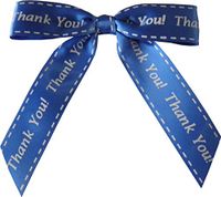 BAYWIND LTD; 4" - Thank You!- Twist Tie Bows- 50pc (Royal Blue)