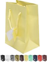 Novel Box® Ivory Matte Laminated Euro Tote Paper Gift Bag Bundle 4.75"X3.25"X6.75" (10 Count) + NB Cleaning Cloth