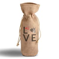 Cotton Custom Wine Gift Bag Love Hearts Standard Schnauzer Dog Housewarming & Party Accessories Jute Burlap Drawstring Design Only