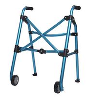Lqdpdd Lightweight Folding Four Wheel Rollator Walker with Padded Seat, Folding Height Adjustable Adult Travel Walker for Seniors with Fixed Wheels Rear Glides (Blue)