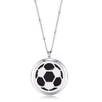 Mesinya (30mm)Essential Oil Diffuser Necklace Aroma Magnetic Locket Pendant With 30'' Ball Station Chain&Pads (Football)