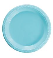 Exquisite 9 Inch. Light Blue plastic plates - Solid Color Disposable Plates - 100 Count