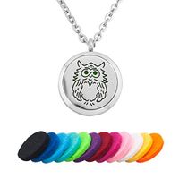 Jesse Ortega Animal Essential Oil Diffuser Necklace for Women Men Aromatherapy Pendant Stainless Steel Locket (Owl)