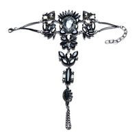 Meolin Rhinestones Gem Flower Pendant Anklet Chain Ankle Barefoot Sandals Foot Jewelry,black,.