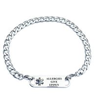 Pre-Engraved Curb Link"Allergies Give EPIPEN" Medical ID Bracelets for Women. Allergy Bracelets