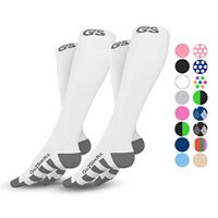 Go2Socks Compression Socks for Men Women Nurses Runners 20-30 mmHg Medical Stocking Athletic(2pWhite,L)