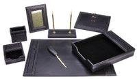 Majestic Goods Office Supply Leather Desk Set, Black (W934)