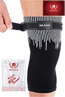 Mava Sports Knee Compression Sleeve Support with Adjustable Strap for Men and Women - Perfect for Powerlifting, Weightlifting, Running, Gym Workout, Squats and Pain Relief - 1pcs, Black