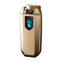 LINGAN Dual Arc Plasma Lighter USB Lighter Touch Switch Electric Creative Rechargeable Windproof Flameless Butane Free Lighter Good for Cigar，Cigarette (Glod)