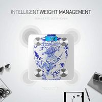 Blue and White Porcelain Bathroomscale Fat Measurement Tool Electric Scales for Weight Tracks 8 Key Compositions Analyzer Sync with Fitness Apps 400 Lbs