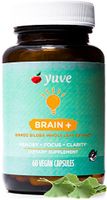 Yuve Vegan Ginkgo Biloba 60mg Supplement - Promotes Memory, Mental Sharpenss & Focus - Natural Brain Support - Pure Herbal Concentration Nootropic Extract - Non-GMO, Gluten-Free - 60 Veggie Caps