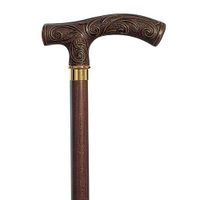 Walking cane with Victorian design etched into the hand grip. Hand crafted in Italy