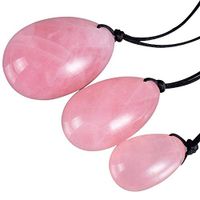 GEKFD Jade Stone Egg Yoni Eggs, Massage Kegel Eggs 3PCS Natural Crystal Beads Chakra Healing Yoga Exercise Eggs to Train Pelvic Muscles Kegel Exercise (Rose Quartz)