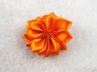 30pcs Double Satin Flowers Appliques Craft Wedding Party Sewing Decoration Upick (Orange)