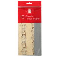 Christmas Tissue Paper - Stag and Silver, 10 Sheets, 5 of Each - Size 19.7" x 19.7"