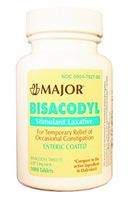 MAJOR BISACODYL STIM LAXATIVE EC BISACODYL-5 MG Orange 1000 TABLETS UPC 309047927807