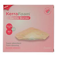 KerraFoam 3" x 3" Gentle Border Foam Dressing for Wound Care (CWL 1010) - Aids Wound Healing by Absorbing and retaining Drainage While Being Gentle on The Surrounding Skin. (Box of 10)