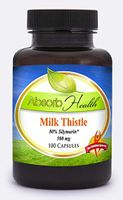 Absorb Health | Milk Thistle Extract Health Supplement | 80% Silymarin | Liver Protection and Detox | 500mg Capsules | 100 Count