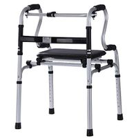 FLYSXP Folding Walker Adjustable Height Without Wheels with Soft Seat Elderly Walker Wheelchair