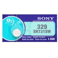 Sony 329 (SR731SW) 1.55V Silver Oxide 0%Hg Mercury Free Watch Battery (5 Batteries)