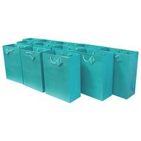 10x5x13" 12 Pcs. Large Turquoise Paper Gift Bags with Handles, Party Favor Bags for Birthday Parties, Weddings, Holidays and All Occasions