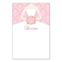 30 Bridal Shower Recipe Cards Pink Damask Dress