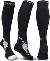 Physix Gear Compression Socks for Men & Women 20-30 mmhg, Best Graduated Athletic Fit for Running Nurses Shin Splints Flight Travel & Maternity Pregnancy - Boost Stamina Circulation - Grey Flower L-XL