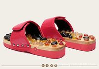 Natural agate stone massage slippers acupressure foot massage shoes , red , 43